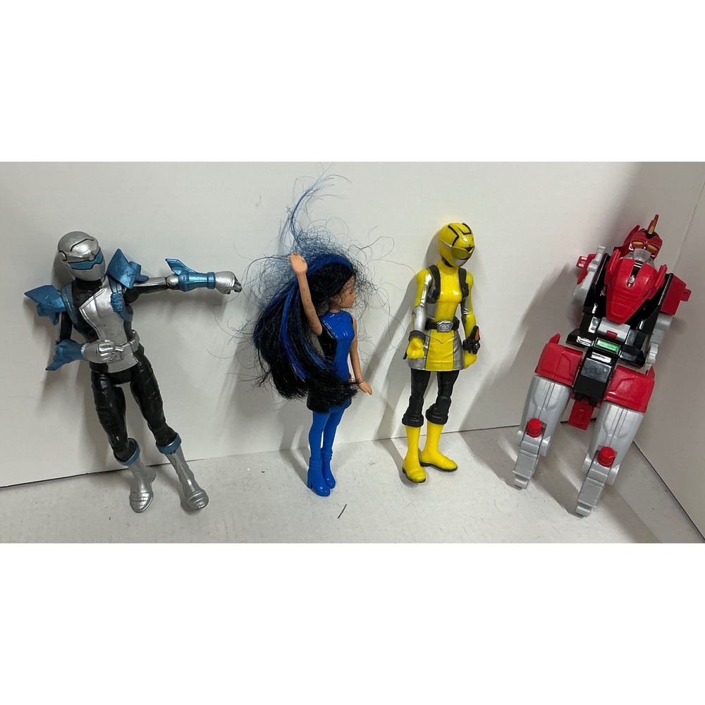 Hasbro Power Rangers Beast Morphers Action Figure Lot Yellow Silver Ranger Robot